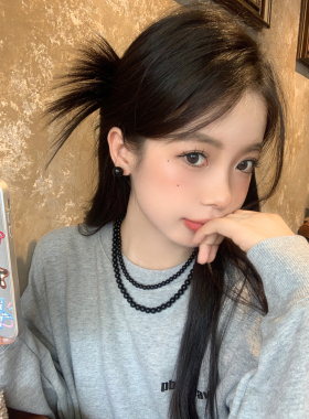 黑色珍珠项链小众设计卫衣链