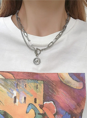 双层项链女锁骨链小众insins潮