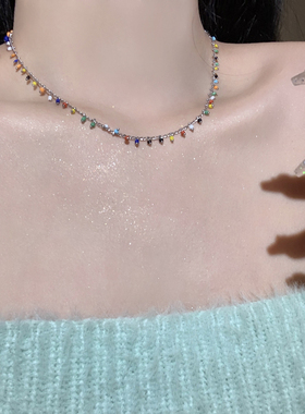 彩色珠子项链小众设计感颈链
