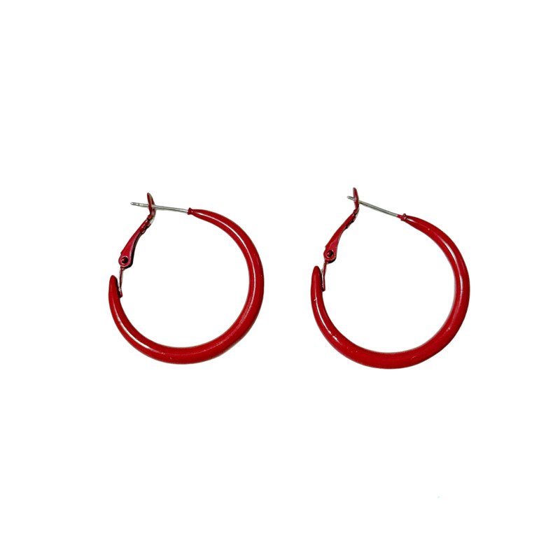 复古港风安可拉红色耳圈秋冬素圈耳环女高级感耳钉气质夸张耳饰,淘宝优惠券,粉丝福利购,淘宝优惠卷