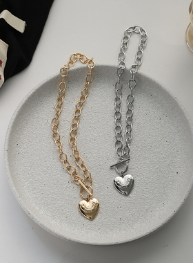 爱心ins冷淡风小众设计感锁骨链