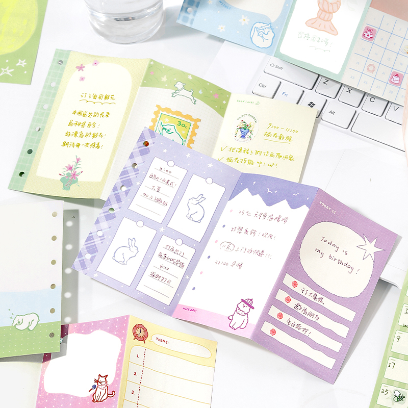 A7内页替芯分装|NOTE FOR风琴活页便签 彩虹奏鸣曲系列三折页 - 图2