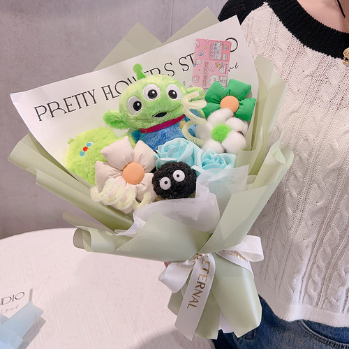 生日礼物女生闺蜜可爱玩偶毛绒卡通公仔花束高级感情人节送女友 - 图1