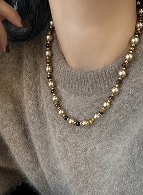 新款秋冬美拉德虎眼石项链