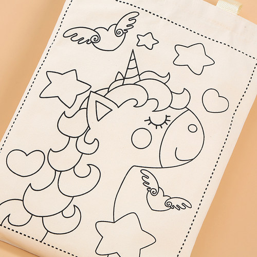 环保袋diy帆布袋幼儿园儿童绘画手提袋涂色手工学生制作布袋子 - 图2