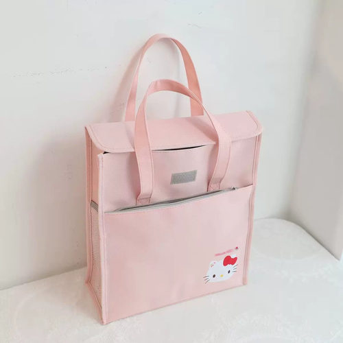 可爱小白狗补习袋手提袋拎书袋学生帆布女生美术袋作业试卷收纳袋 - 图0