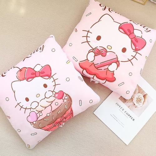 可爱卡通KT猫抱枕被子两用办公室午睡空调毯子学生宿舍单人午休毯 - 图0