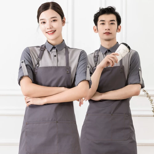 Зеленый кофейный фартук для маникюра, делается под заказ, с печатью вашего логотипа