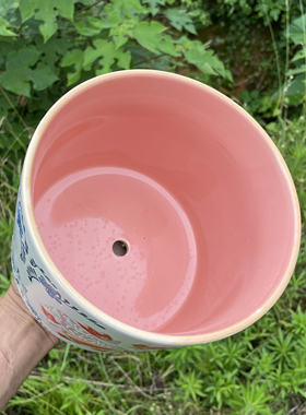 蝴蝶花卉陶瓷花盆家用室内轻奢高级感蝴蝶兰创意大花盆厨房收纳桶