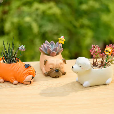创意zakka可爱卡通花盆小狗小动物多肉花盆儿童房摆件肉肉小盆栽 虎窝淘