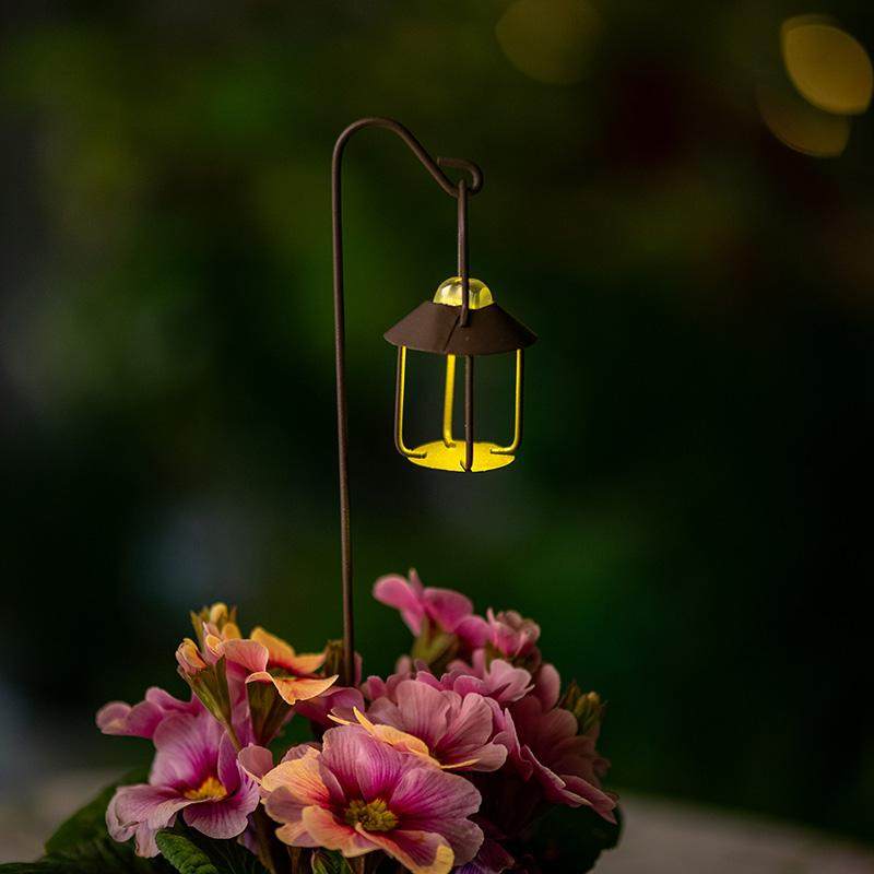 趣味迷你铁艺小路灯花插花园杂货多肉盆栽摆件花卉装饰亮灯插件,淘宝优惠券,粉丝福利购,淘宝优惠卷