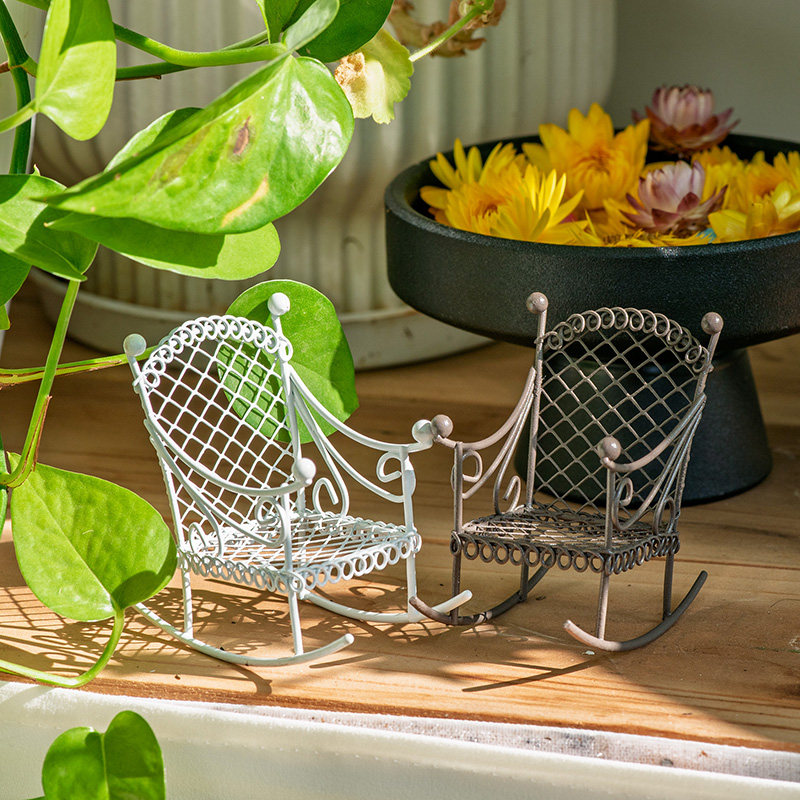 趣味铁艺迷你仿真摇摇椅装饰微景观庭院造景摆件创意阳台花园杂货,淘宝优惠券,粉丝福利购,淘宝优惠卷