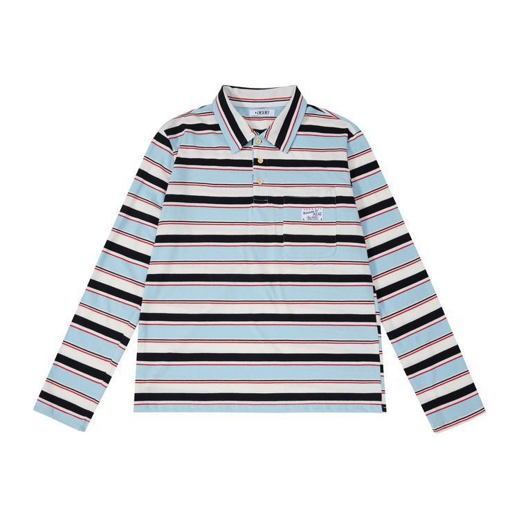 【现货】Nothing Written Narchi韩国小众条纹polo领长袖宽松T恤 - 图3