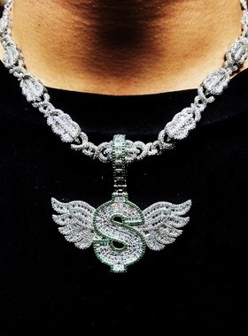 Mr.Bling满钻混镶美金古巴链吊坠