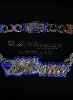 Mr.Bling夜光珐琅满钻字母古巴链