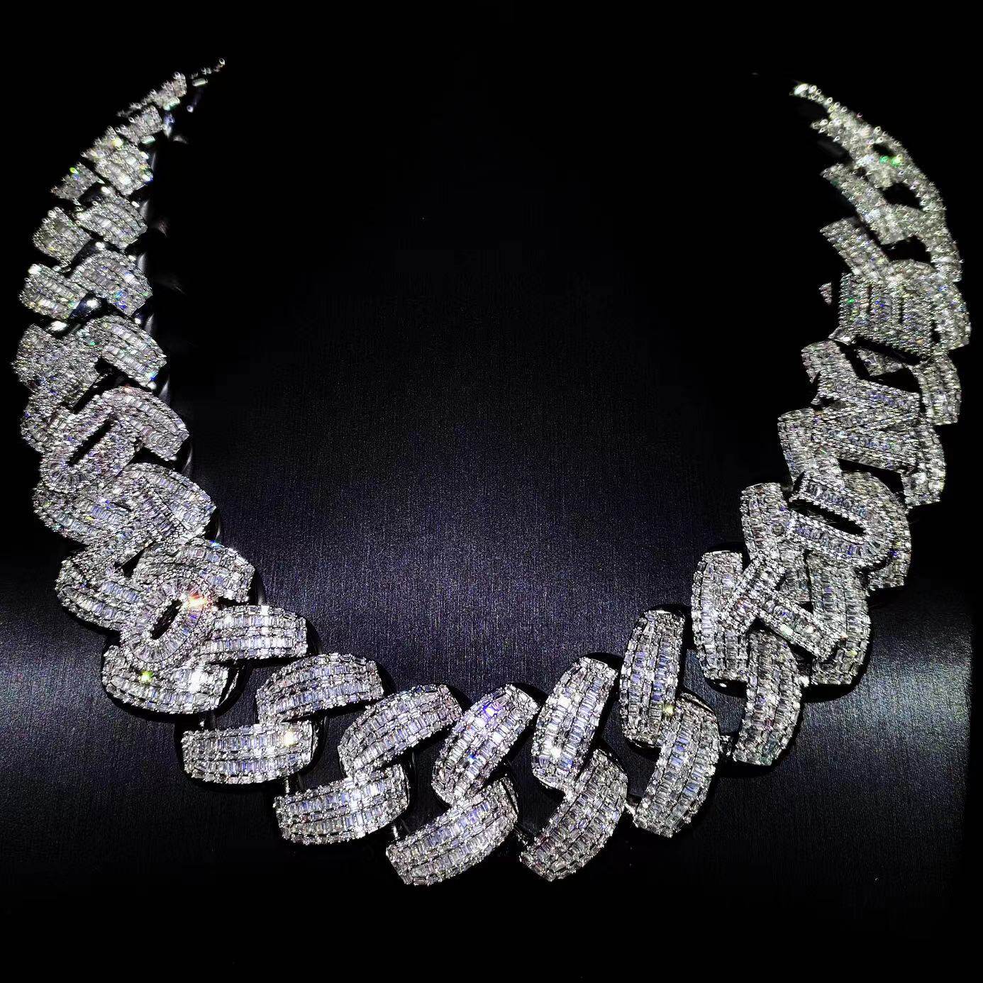 Mr.Blingggggg European and American hip-hop jewelry, customized splicing letters and 30mm mixed inlaid Cuban chain