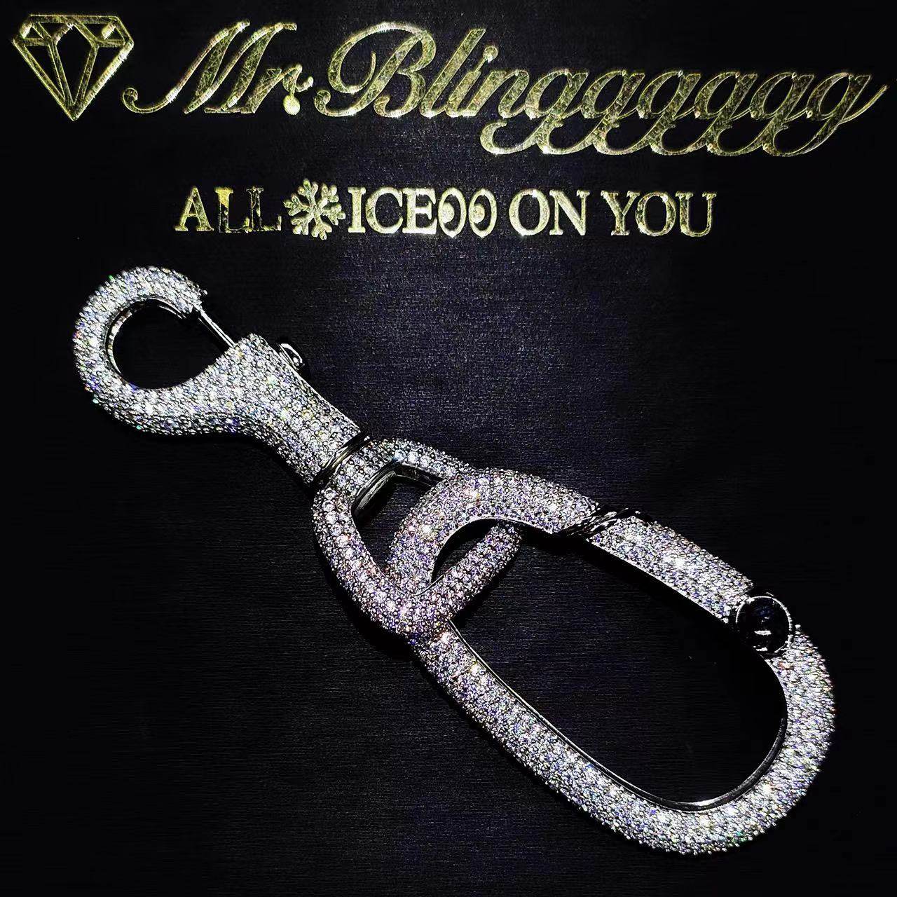 Mr.Blingggggg European and American hip-hop jewelry, diamond-encrusted carabiner key chain, bag accessories