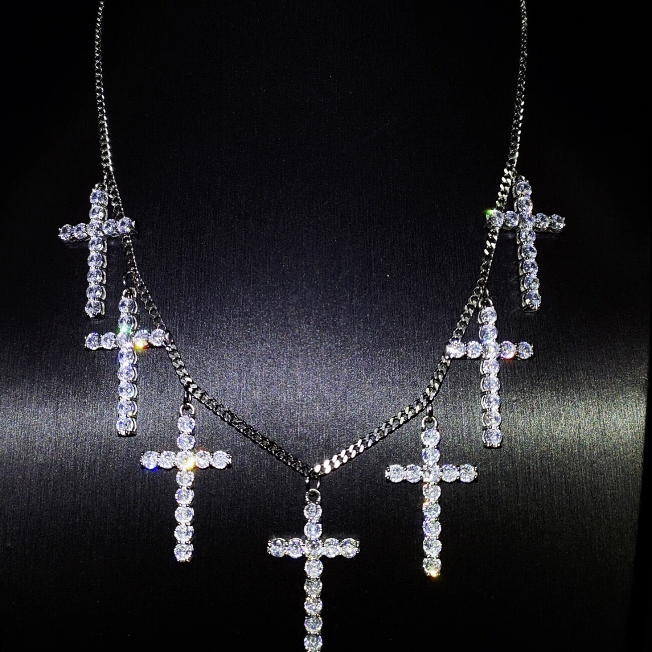 Mr.Blingggggg European and American hip-hop jewelry Smokepurpp same color non-fading full diamond cross necklace