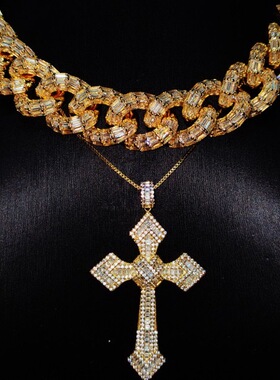 Mr.Bling满镶梯方钻20mm古巴项链