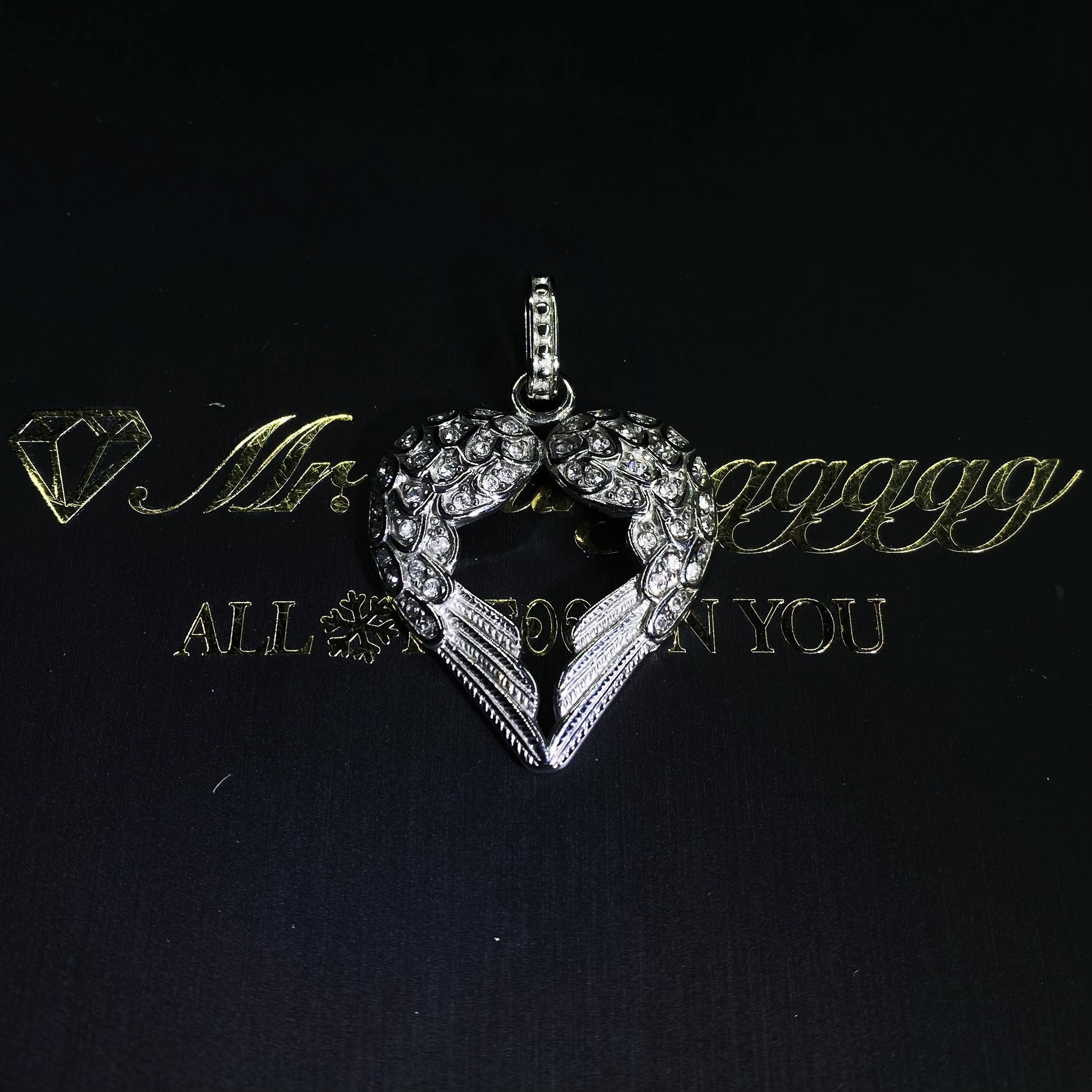 Mr.Blingggggg European and American hip-hop jewelry, stainless steel, non-fading, trendy diamond-set love couple rap pendant