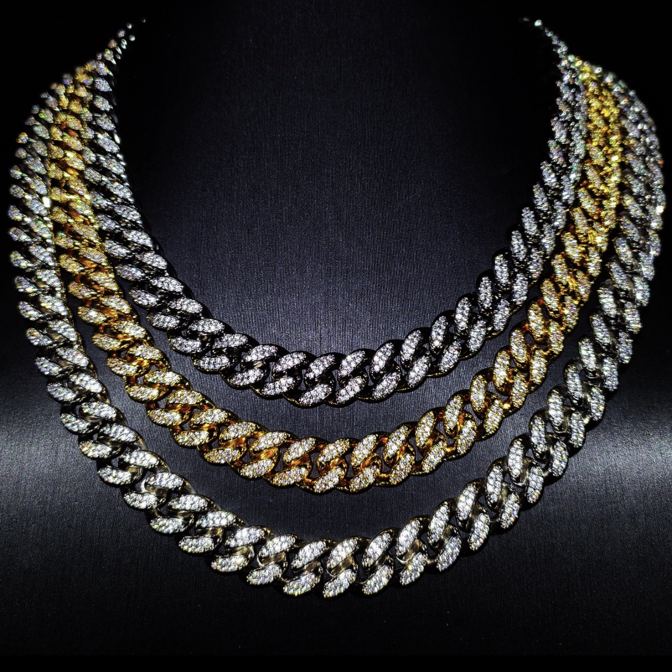 Mr.Blingggggg European and American hip-hop jewelry 12mm popular versatile couple full of diamonds Miami Cuban chain