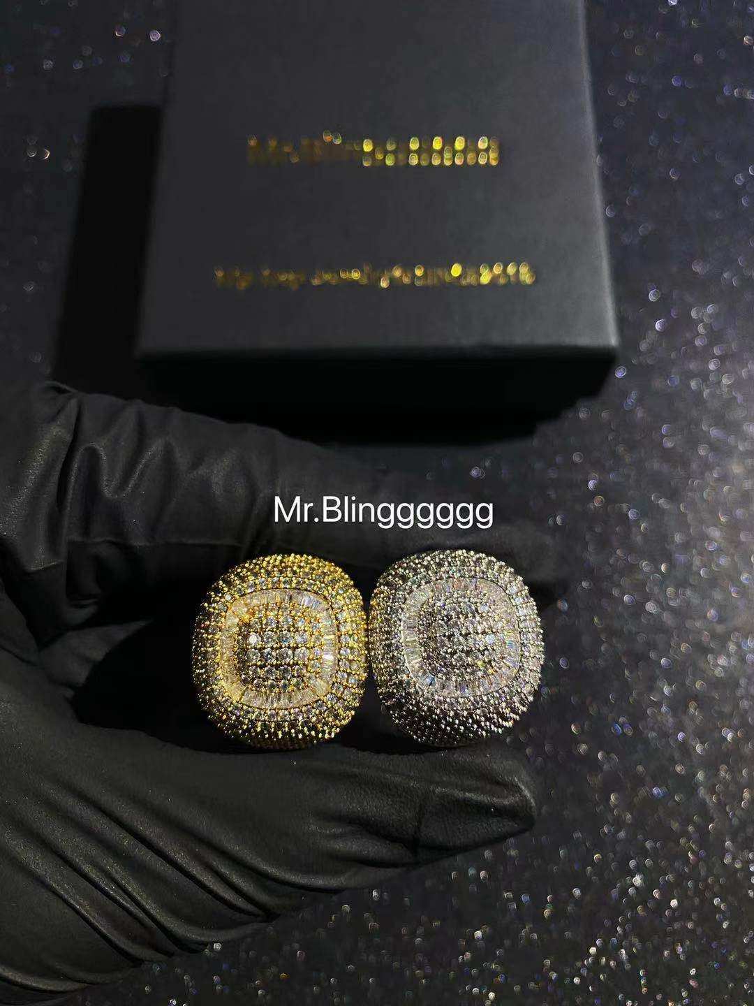 Mr.Blingggggg European and American hip-hop jewelry solid high-quality full diamond mixed mosaic large round ring