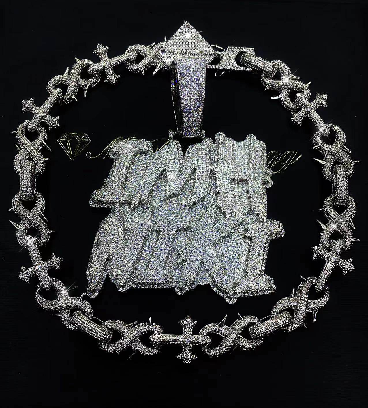 Mr.Blingggggg European and American hip-hop jewelry full diamond splicing customized three-dimensional double-layer 26 alphanumeric pendant