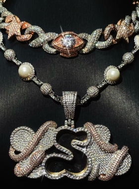 Mr.Bling蟑螂侠同款满钻珍珠项链