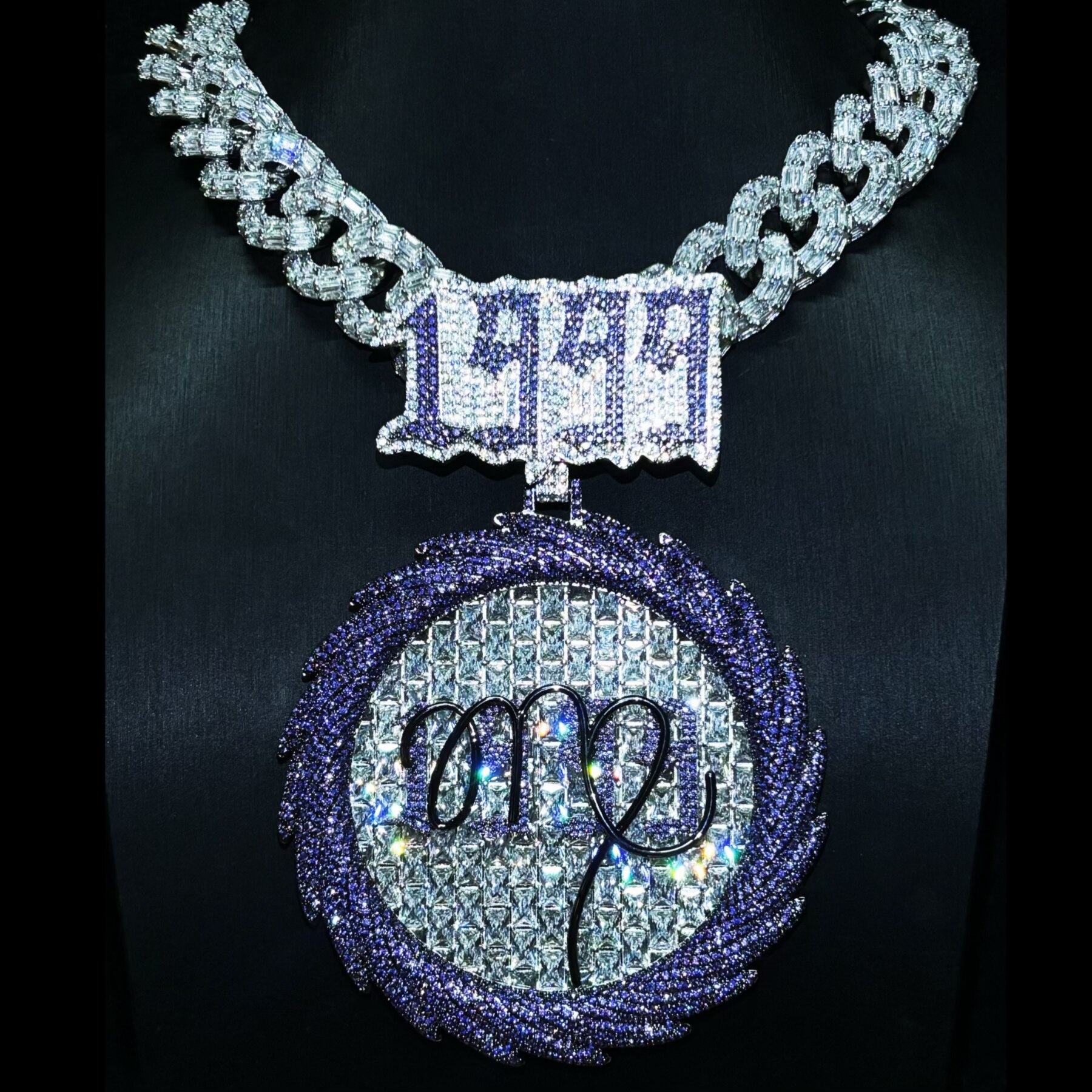 Mr.Blingggggg European and American hip-hop jewelry privately customized full diamond mixed mosaic 1999 disc pendant