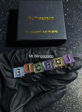 Mr.Bling四面满钻26字母骰子吊坠