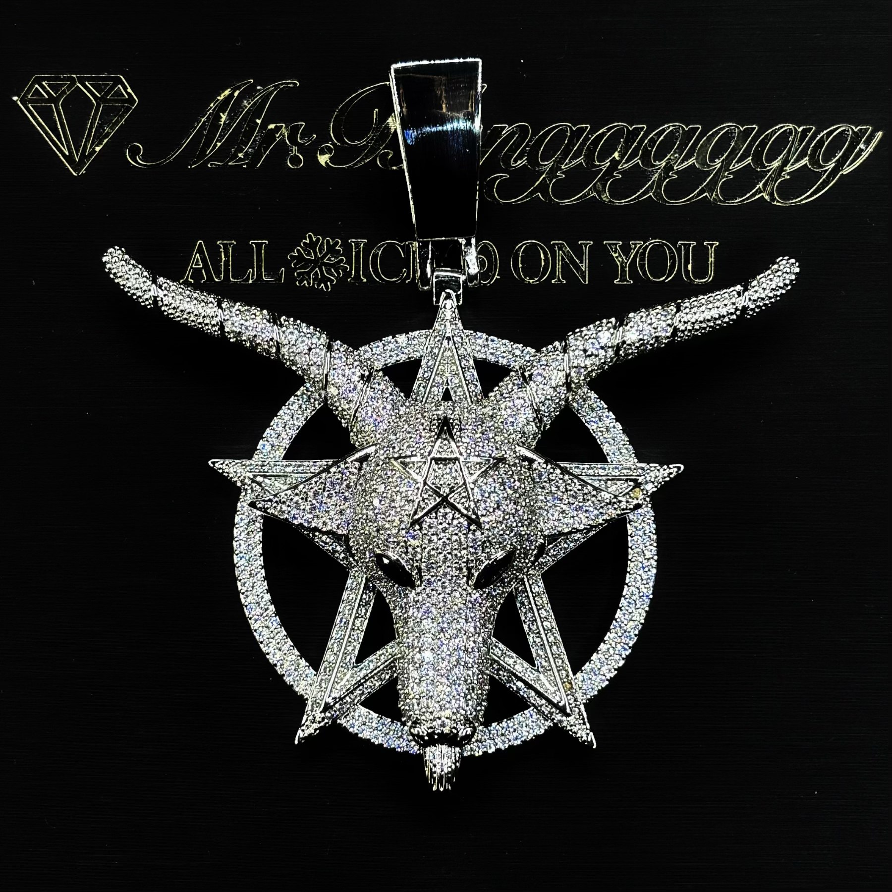 Mr.Blingggggg European and American hip-hop jewelry full diamond Solomon dark gothic style goat pentagram pendant