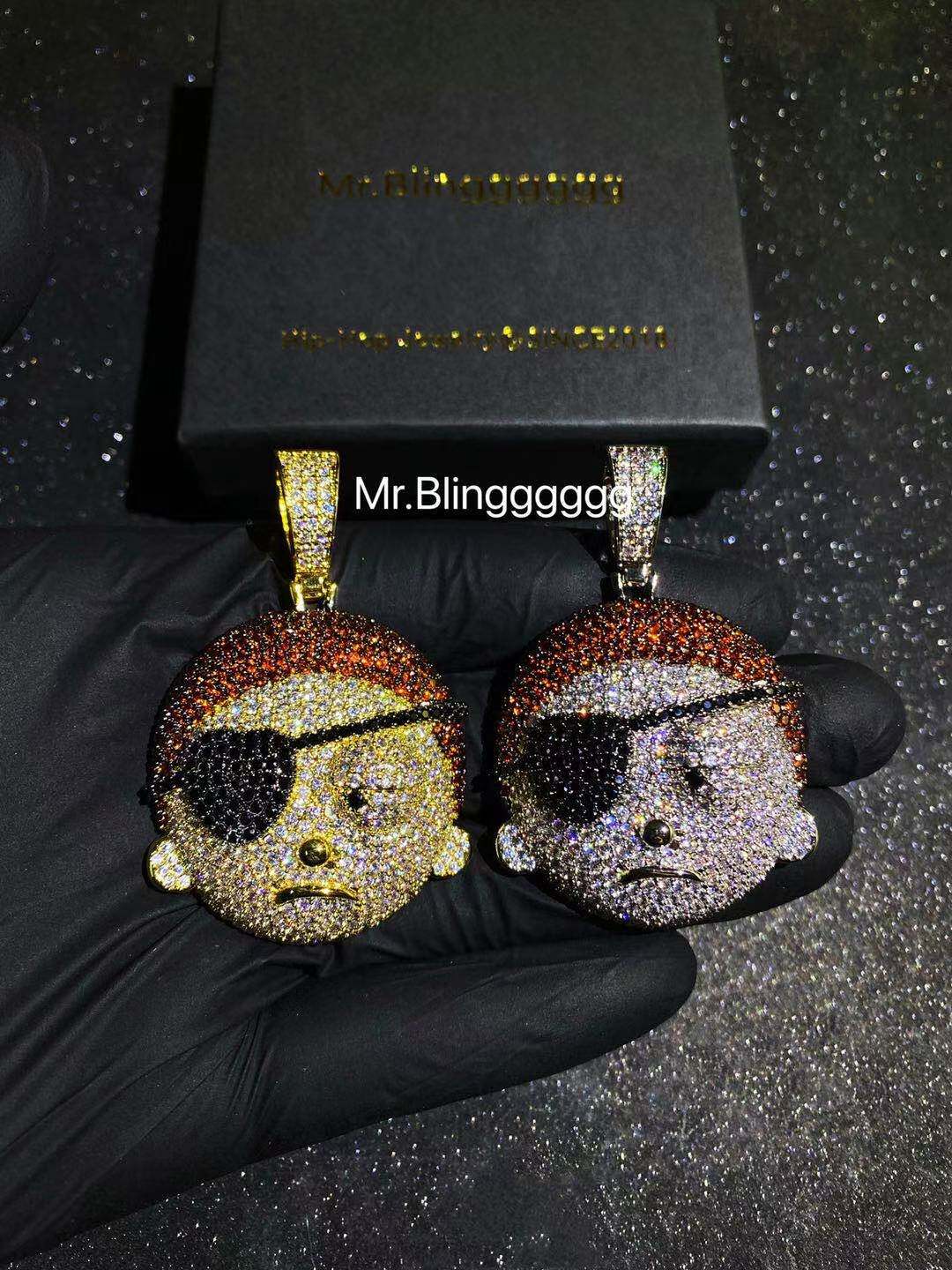 Mr.Blingggggg European and American hip-hop jewelry Rick And Morty American TV series Morty's avatar full diamond pendant