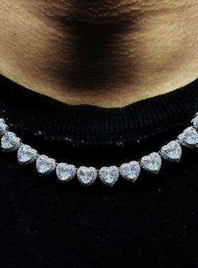 Mr.Bling爱心情侣10mm混镶项链