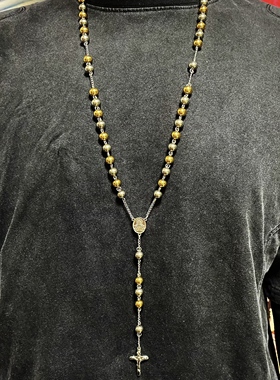 Mr.Bling不掉色念珠十字架项链