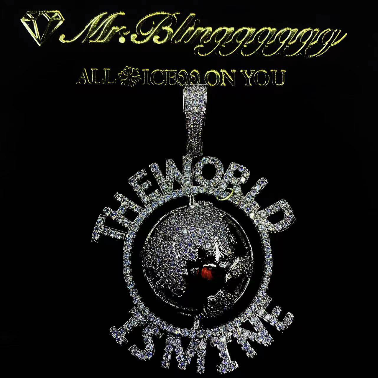 Mr.Blingggggg European and American hip-hop jewelry full of diamonds the world is mine rap earth pendant