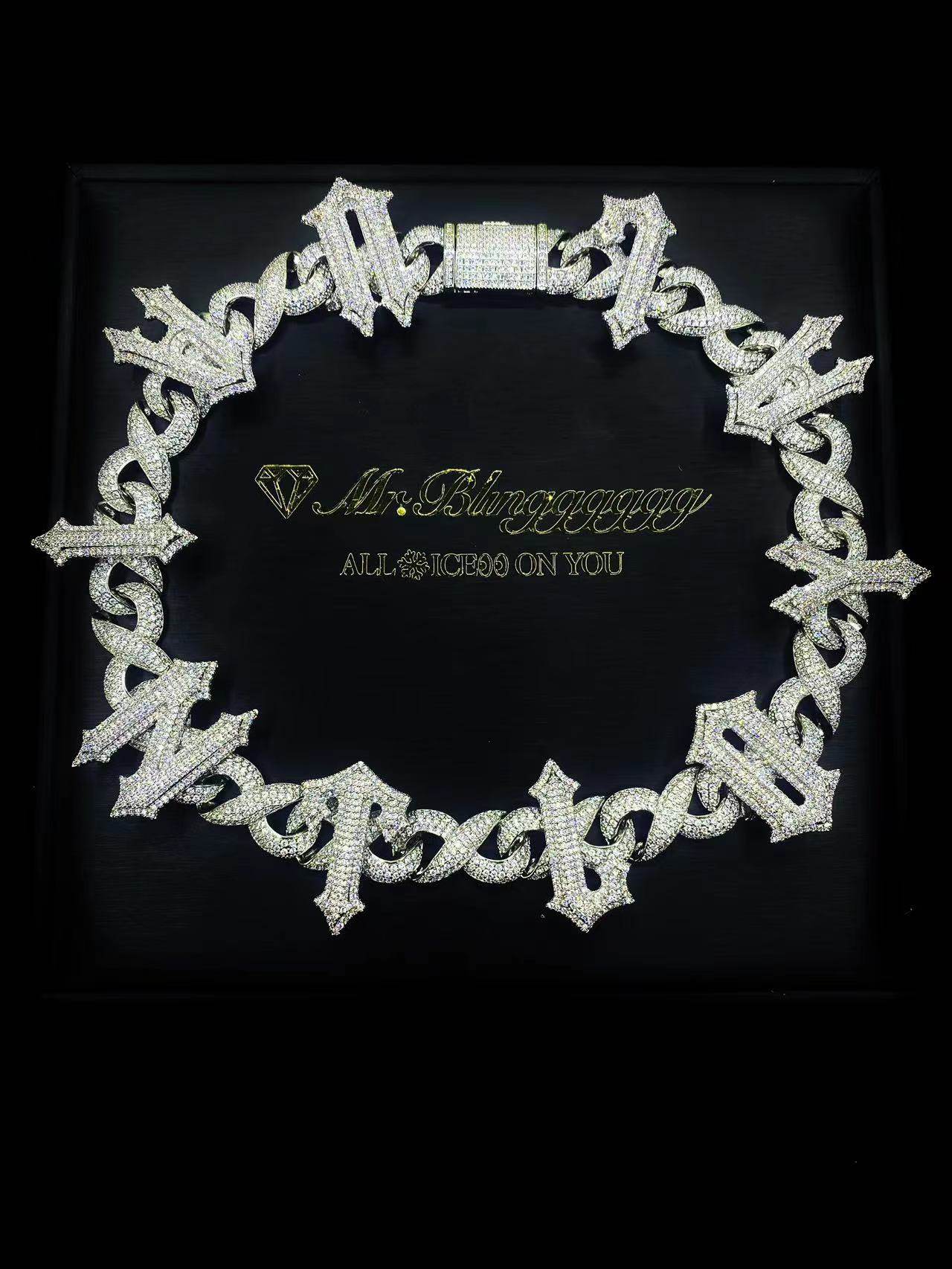 Mr.Blingggggg European and American hip-hop jewelry customized TRAPSTAR letter splicing Mobius necklace