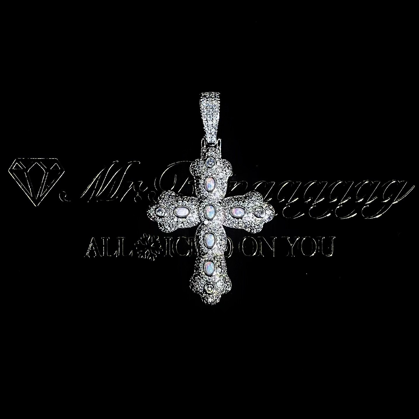 Mr.Blingggggg European and American hip-hop jewelry full diamond mixed inlaid opal small cross pendant for couples
