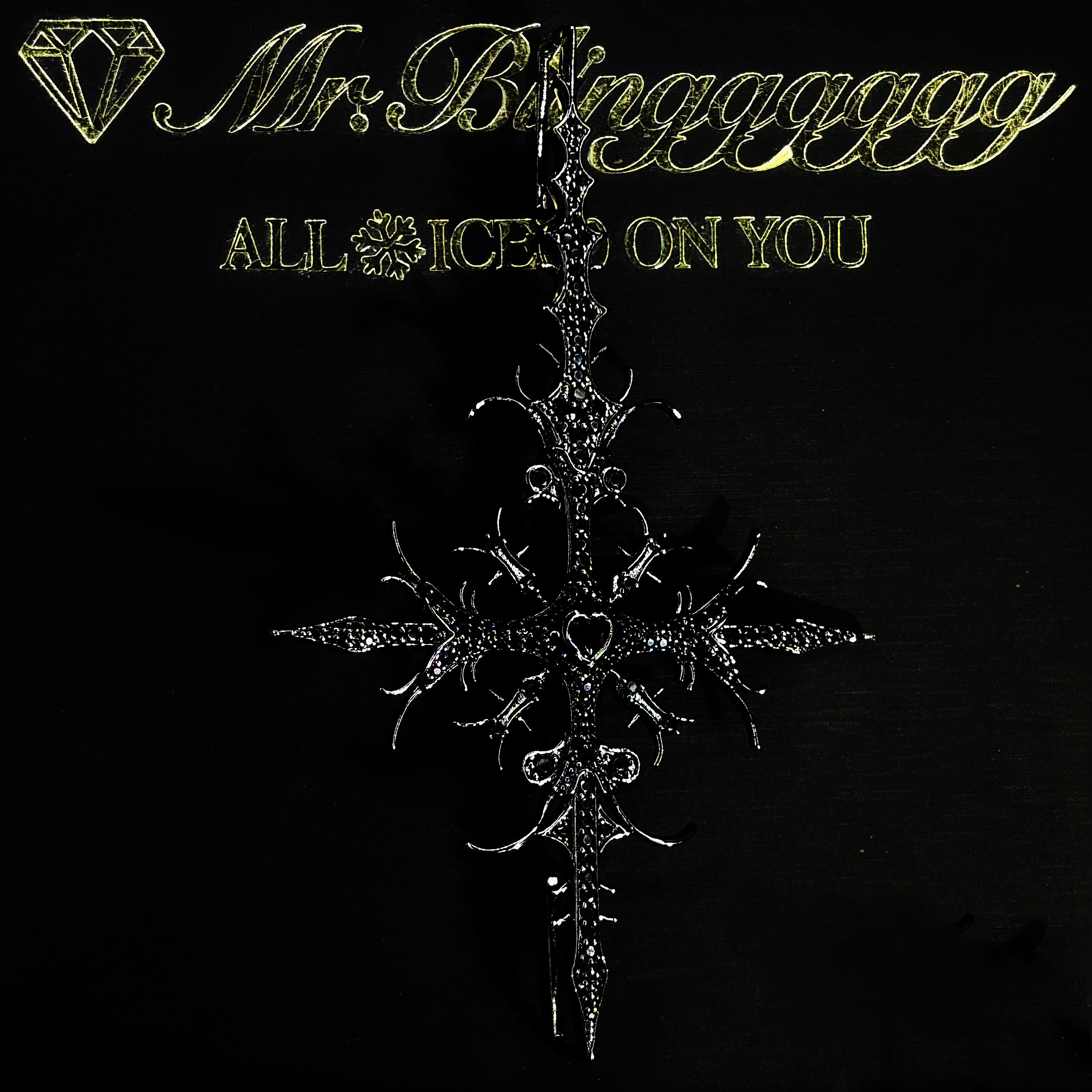 Mr.Blingggggg European and American hip-hop jewelry Ice Spice's same style of forward and reverse cross customized pure black