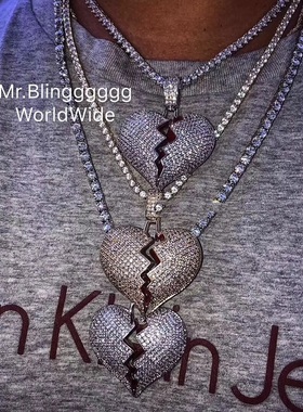 LILGhost小鬼同款满钻心碎吊坠