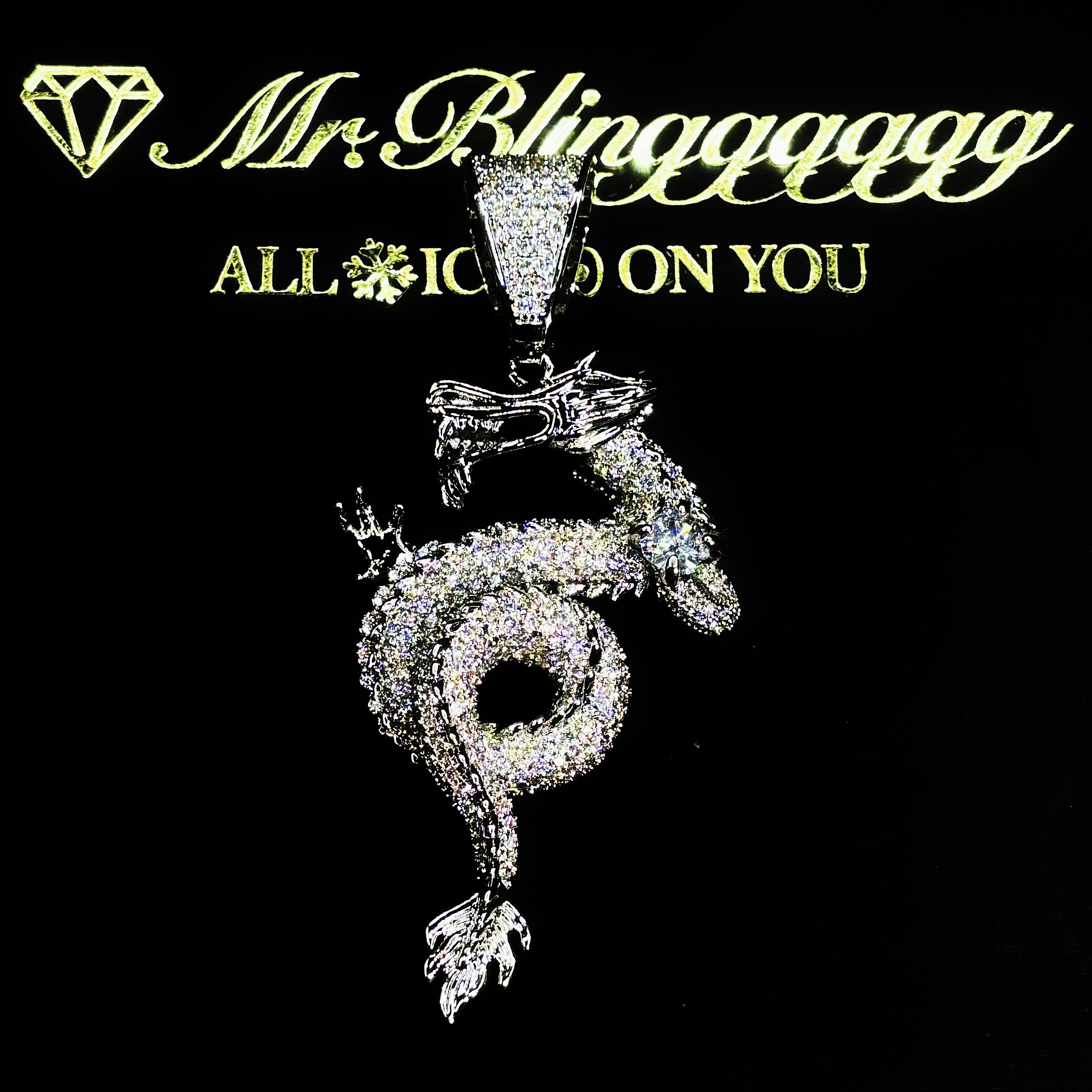 Mr.Blingggggg European and American hip-hop jewelry double-sided solid full diamond Chinese dragon pendant rap nightclub accessories