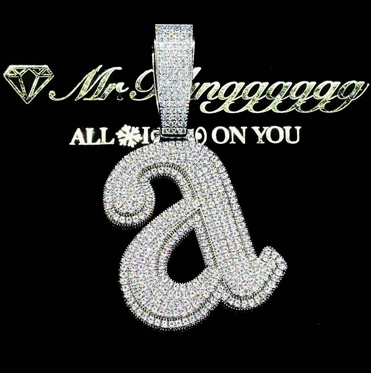 Mr.Blingggggg European and American hip-hop jewelry Kendrick Lamar's same pgLang letter A pendant