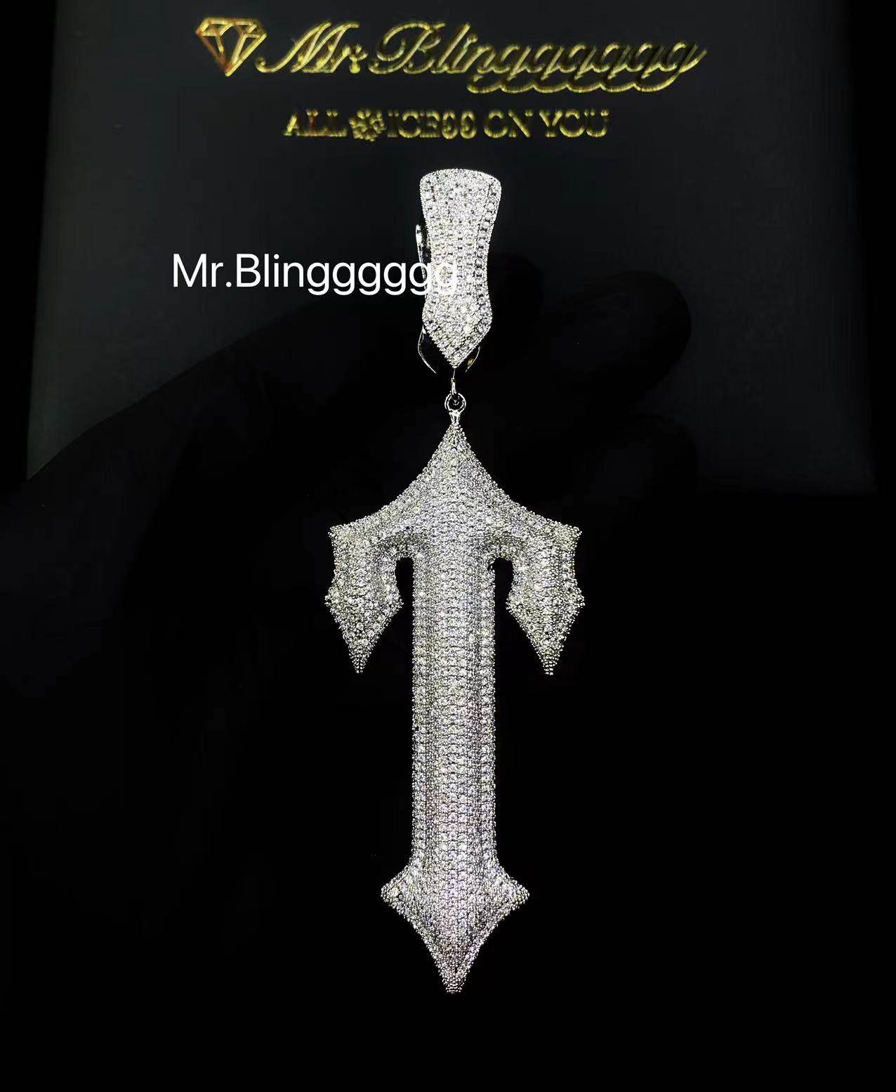 Mr.Blingggggg European and American hip-hop jewelry CentralCee's same style full-diamond large TRAPSTAR pendant