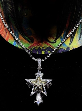 Mr.Blingggggg旋转星星十字架坠