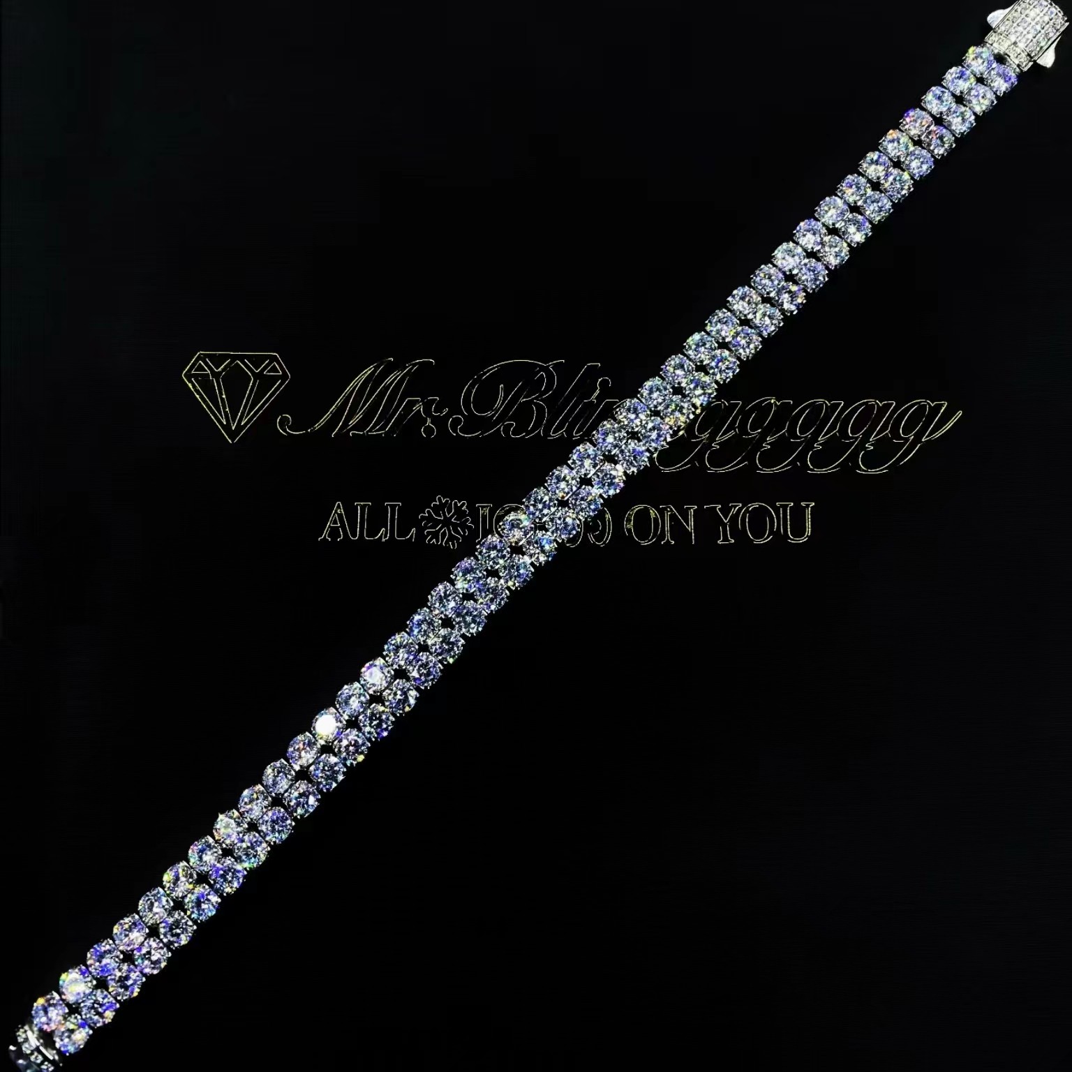 Mr.Blingggggg European and American hip-hop jewelry 8mm double row diamond stainless steel non-fading high carbon diamond tennis bracelet