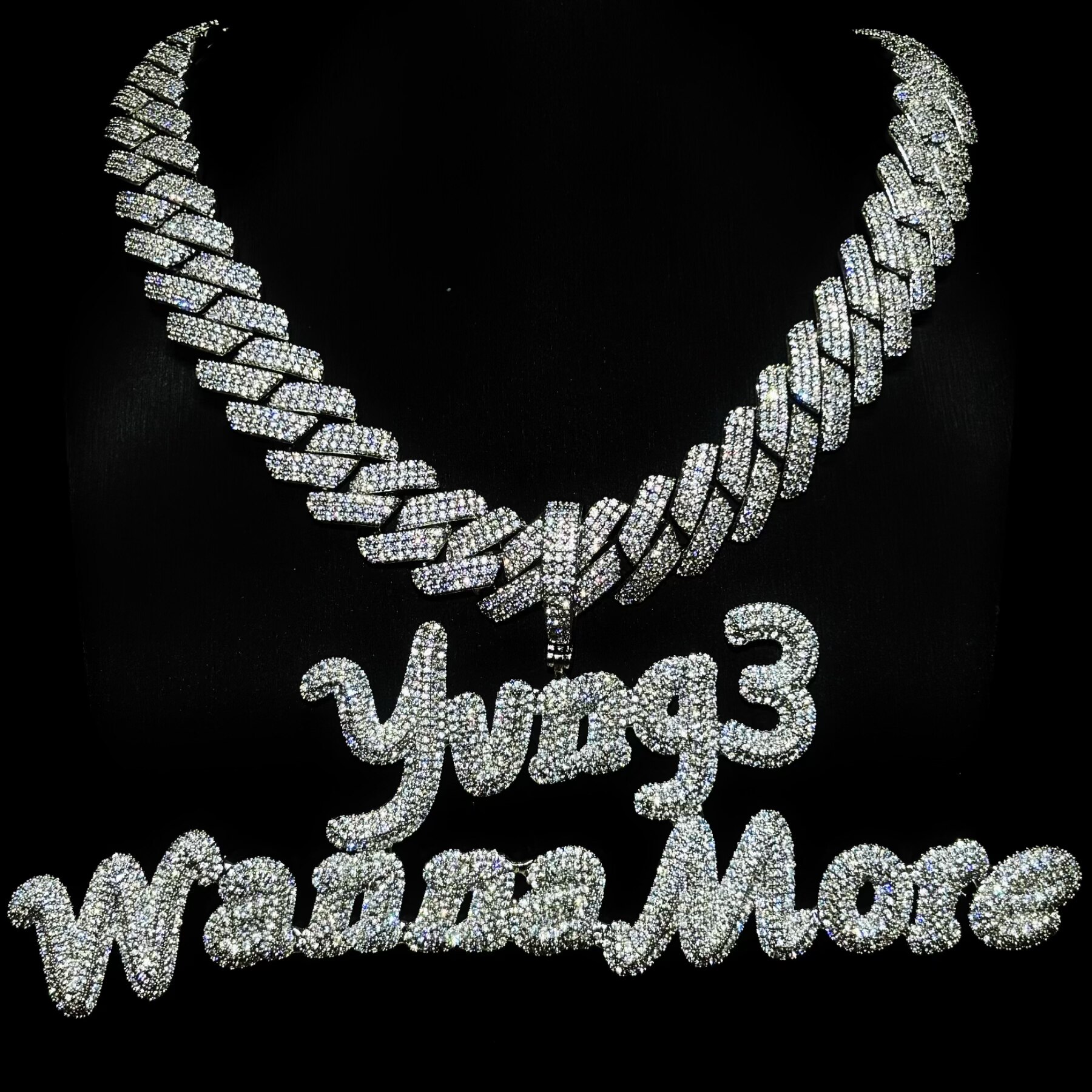Mr.Blingggggg European and American hip-hop jewelry customized double row diamond uppercase and lowercase alphanumeric pendant necklace