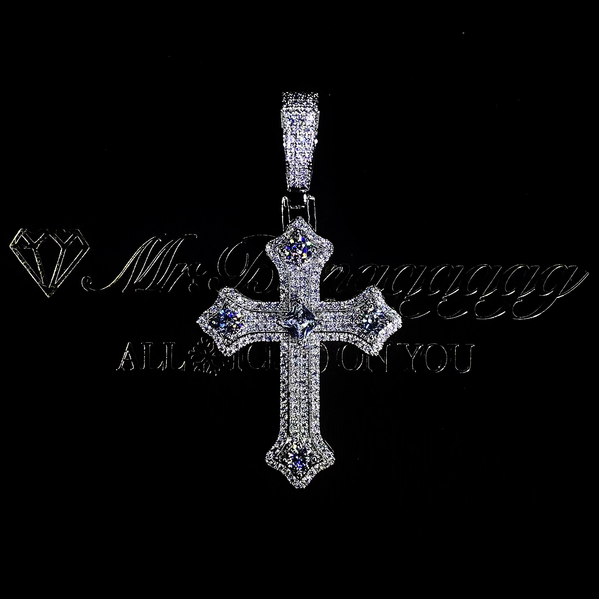 Mr.Blingggggg European and American hip-hop jewelry full diamond mixed inlaid God's Cross pendant diamond necklace