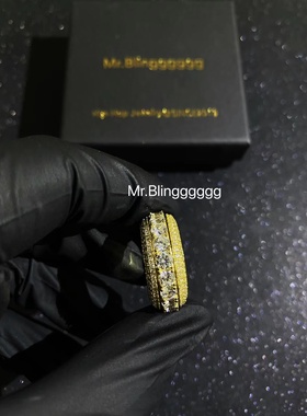 Mr.Bling嘻哈五排钻混镶旋转戒指