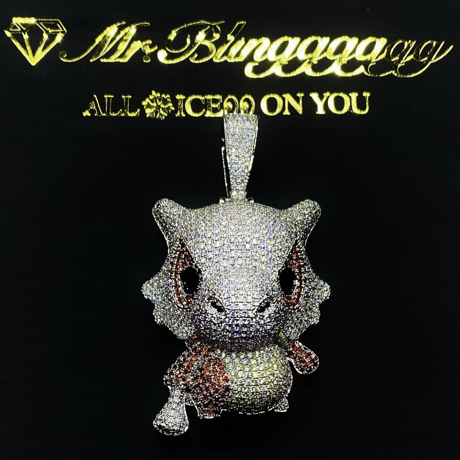Mr.Blingggggg European and American hip-hop jewelry full diamond three-dimensional Caracara couple Pokémon pendant