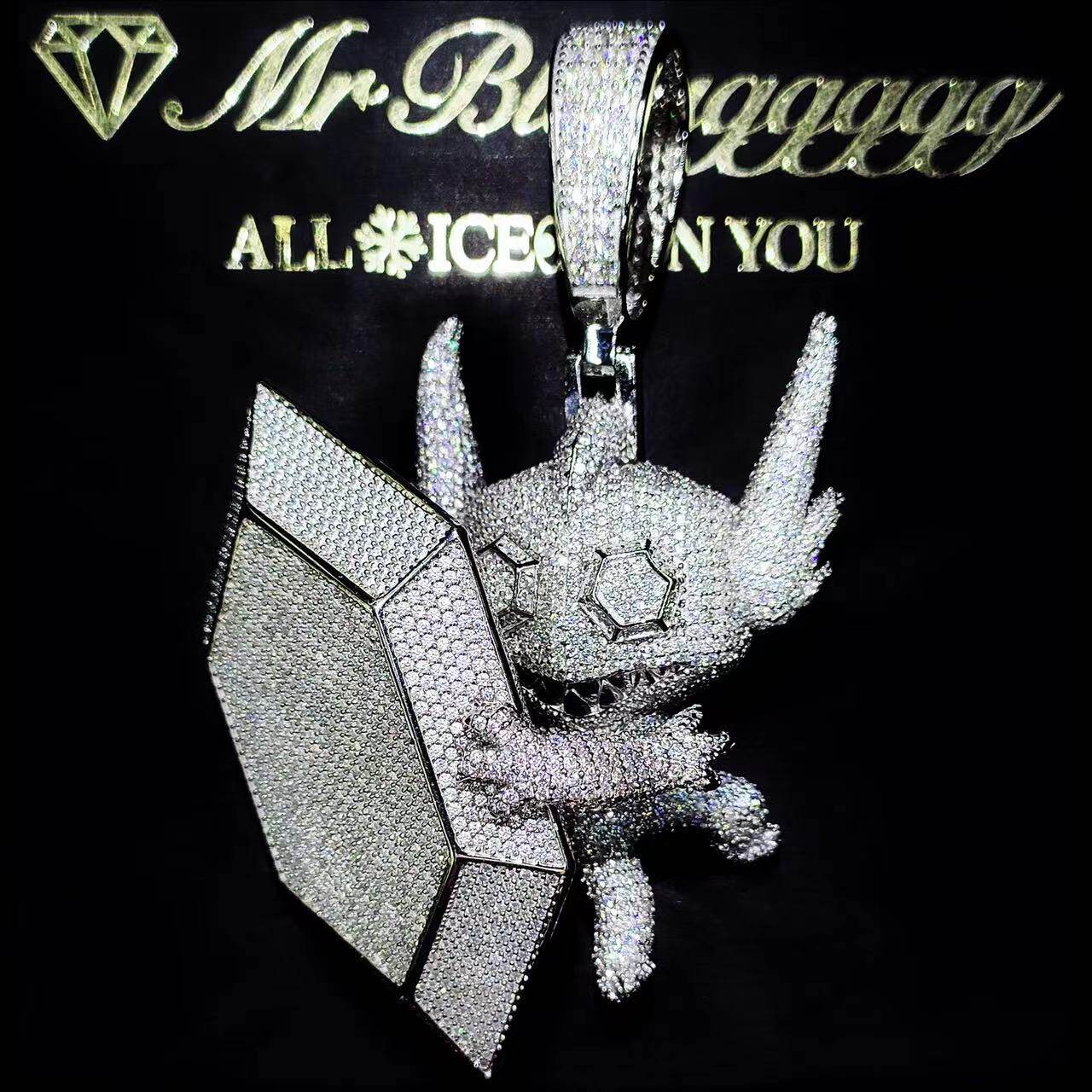 Mr.Blingggggg European and American hip-hop jewelry privately customized sterling silver moissanite Pokémon ecstasy eye pendant