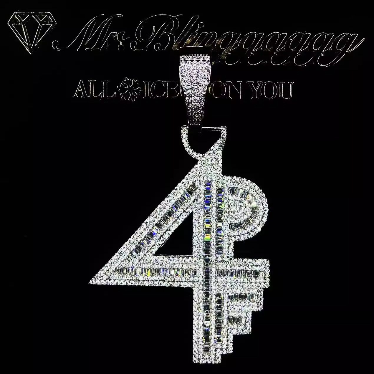 Mr.Blingggggg European and American hip-hop jewelry Lil Baby's same style mixed inlaid large size 4PF pendant